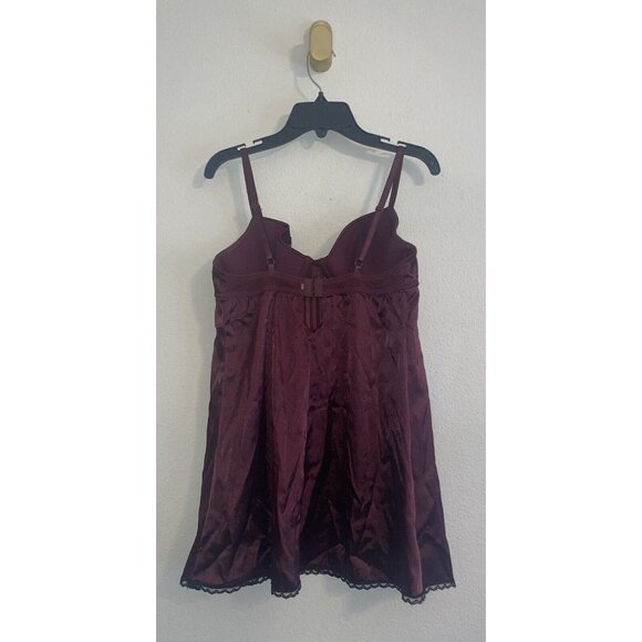 Jezebel 90675P Older Style Chemise Nightie Lingerie Satin Striped UW M Maroon - Picture 4 of 6